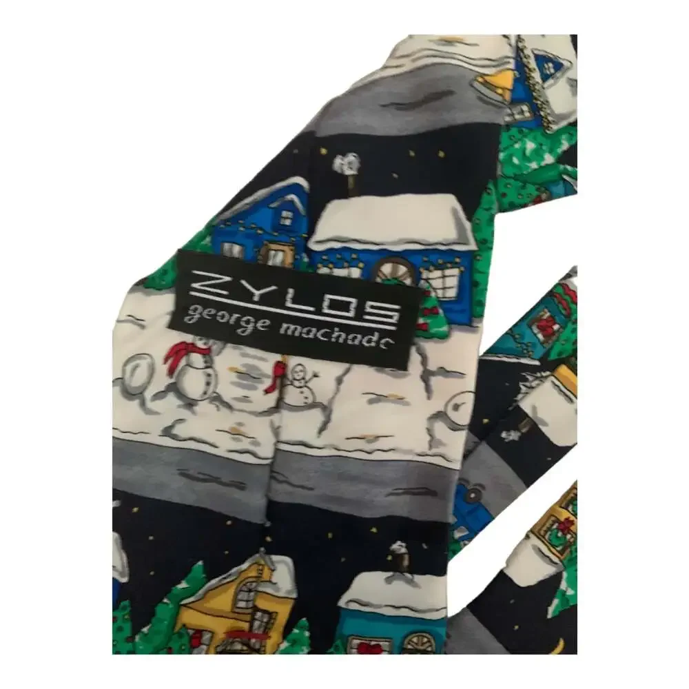 Christmas tie snowman car tree by Zylos George machado silk neck tie